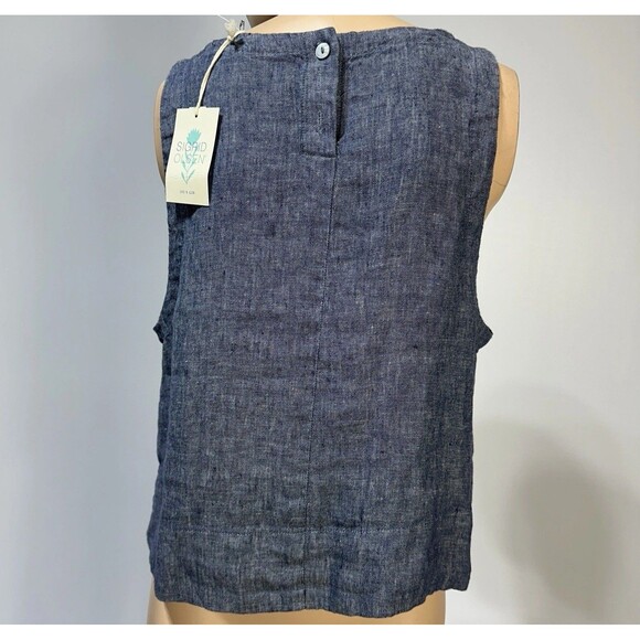 Sigrid Olsen 100% Linen Top Women’s size L Large Sleeveless Blue NWT - Picture 4 of 9